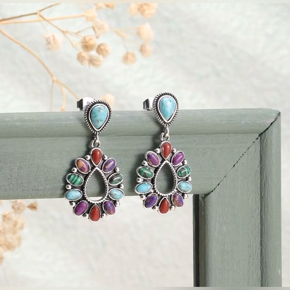 MIXED FAUX GEMSTONE EARRINGS - Picture 4 of 12